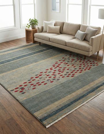 Blue Kashkuli Gabbeh Square Rug