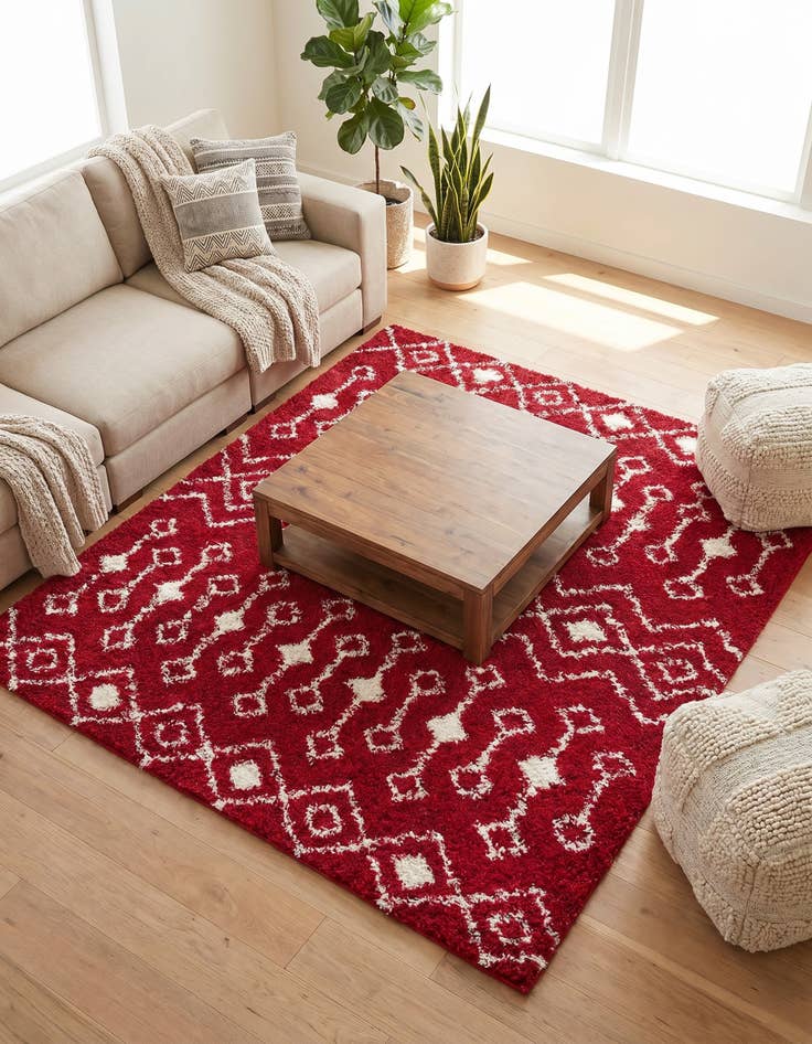 Detail image of 7' 10 x 7' 10 Moroccan Trellis Shag Square Rug