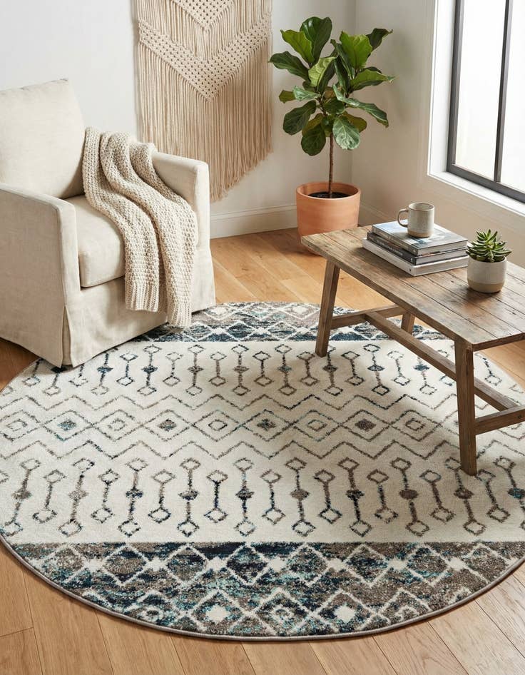 Detail image of 5' 3 x 5' 3 Moroccan Trellis Round Rug