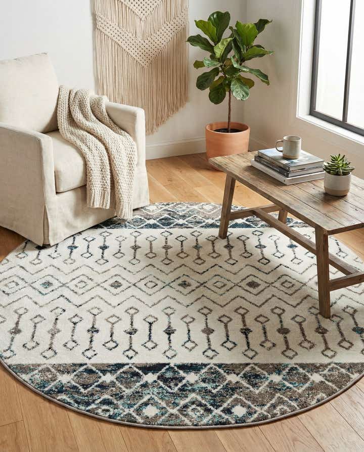 5' 3 x 5' 3 Moroccan Trellis Round Rug