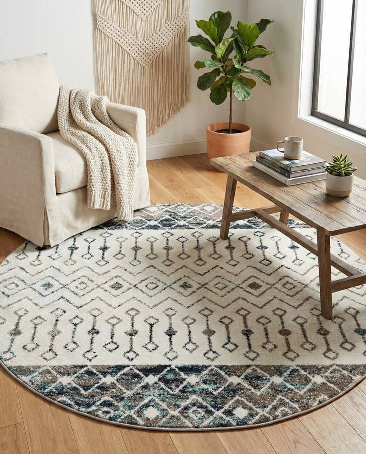 Detail image of 5' 3 x 5' 3 Moroccan Trellis Round Rug
