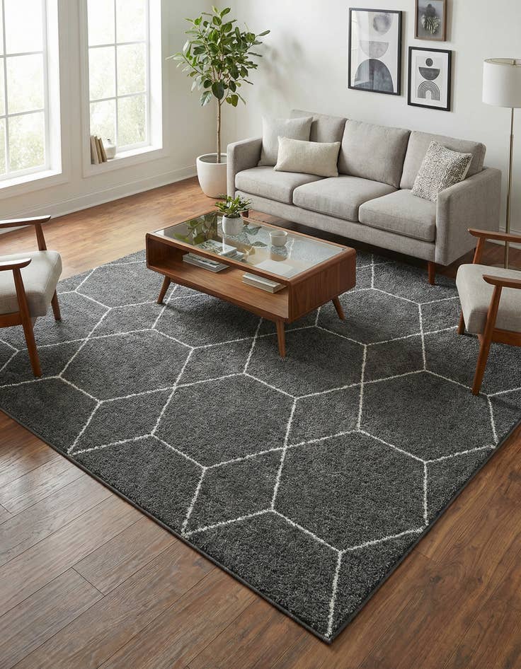 Detail image of  7' 10 x 7' 10 Lattice Frieze Square Rug