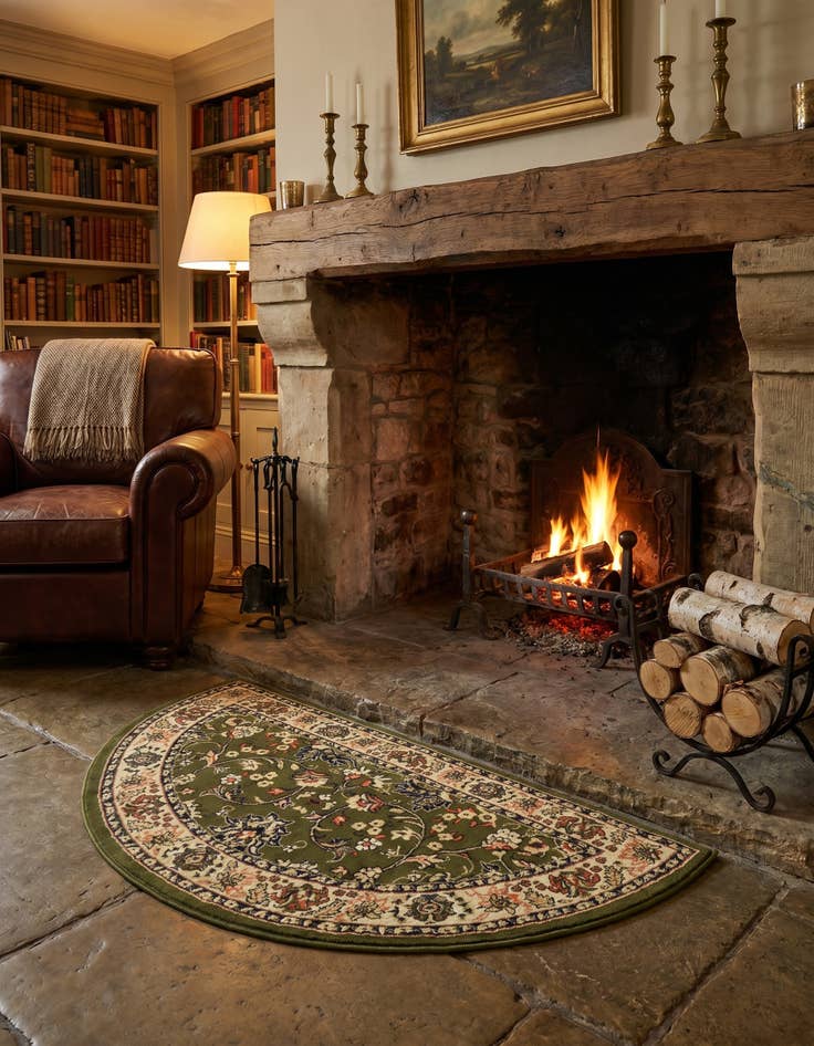 Detail image of 3' x 6' Kashan Design Hearth Rug