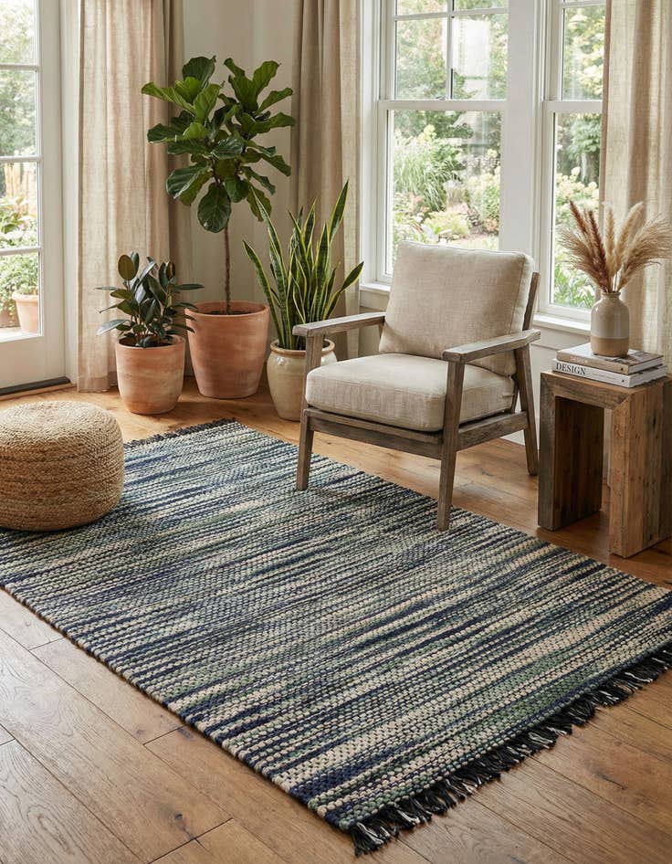 Detail image of 5' 1 x 8'  Hand Woven Chunky Jute Rug