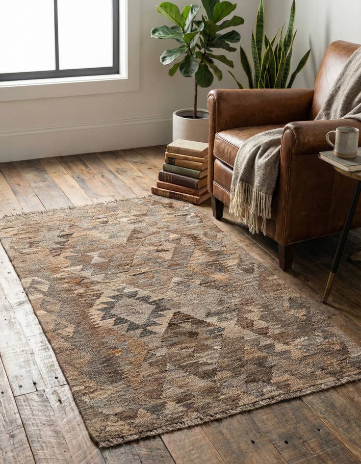 Detail image of 2' 10 x 3' 11 Hand Woven Kilim Maymana Wool Rug