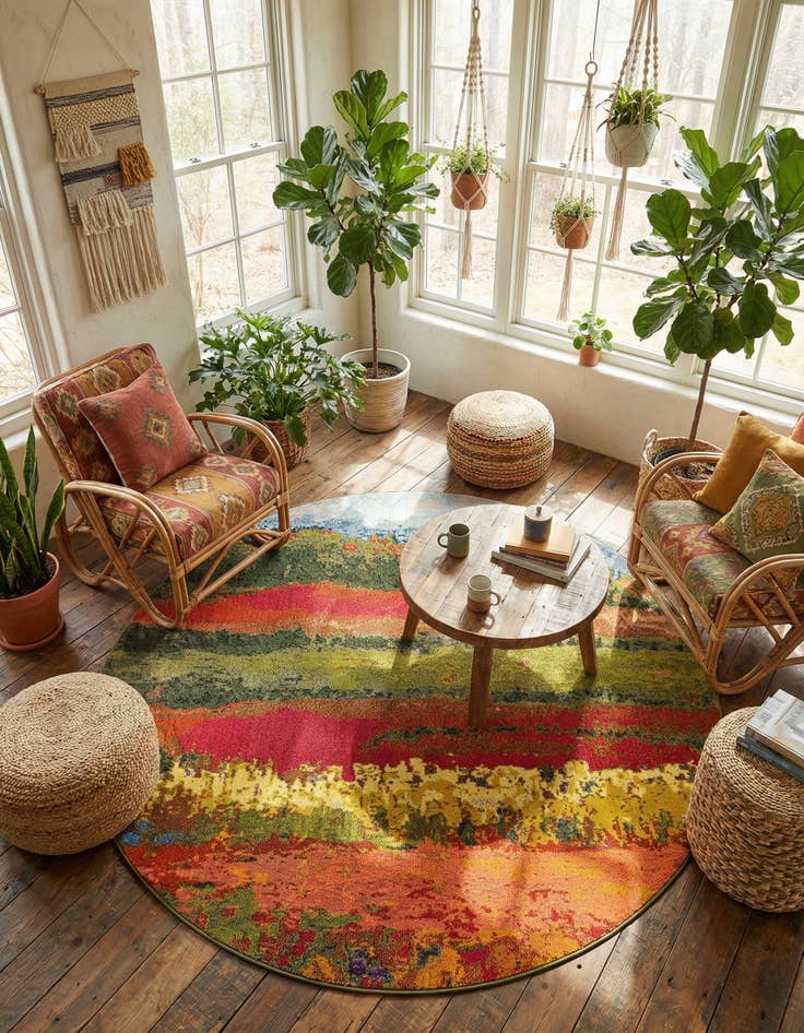 Detail image of 8' x 8' Washable Hyacinth Round Rug