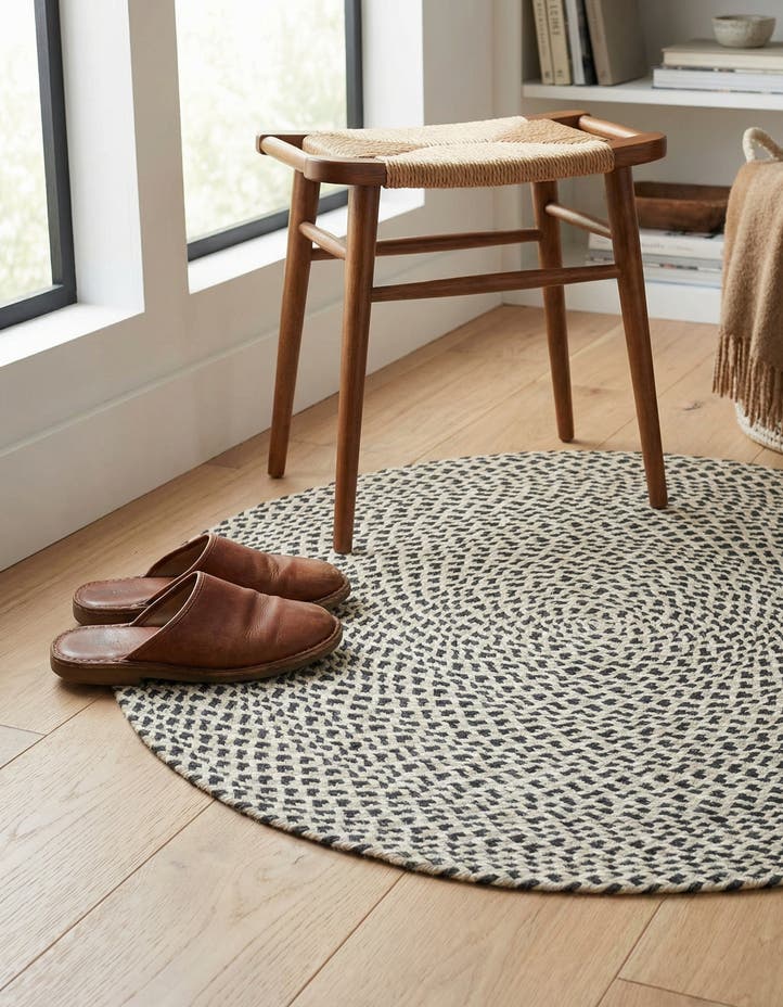 3' 1 x 3' 1 Handmade Tweed Braided Jute Roun...