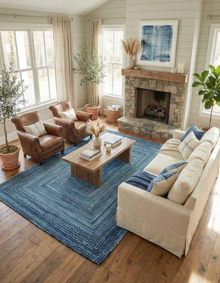 Detail image of 9' x 12'  Hand Braided Chindi Rug