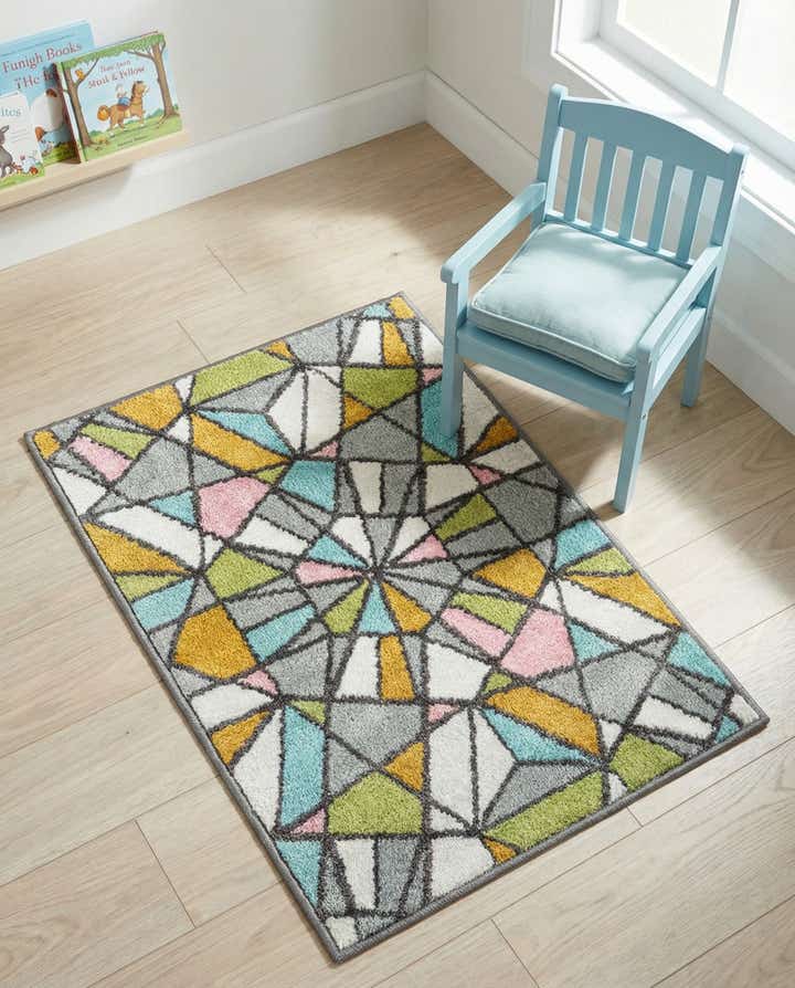 2' 2 x 3' 1 Stained Glass Whimsy Kids Rug