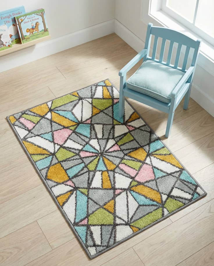 Detail image of 2' 2 x 3' 1 Stained Glass Whimsy Kids Rug