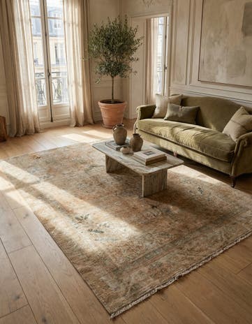 6' 1 x 8' 5 Hand Knotted Ultra Vintage Persian Wool Rug