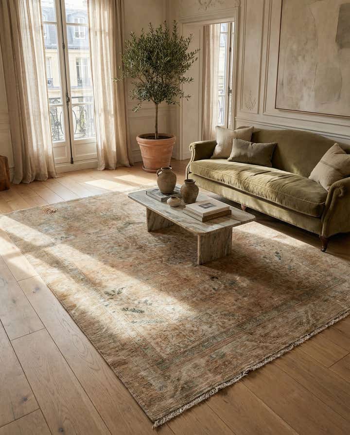 6' 1 x 8' 5 Hand Knotted Ultra Vintage Persian Wool Rug