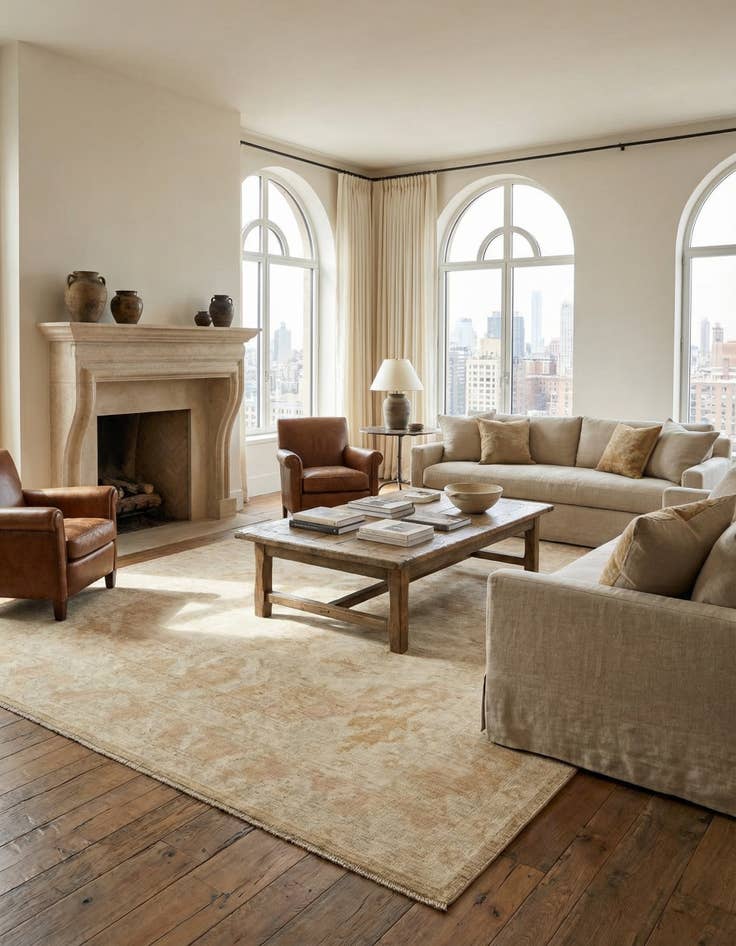 Detail image of 9' 6 x 12' 2 Hand Knotted Oushak Wool Rug