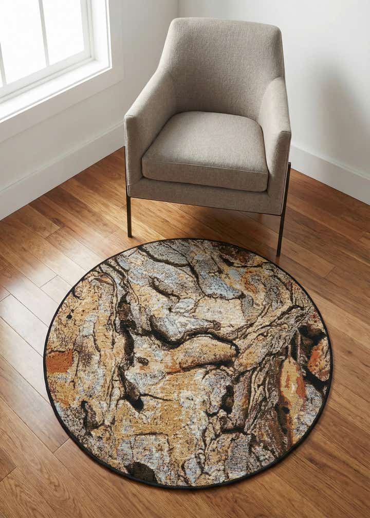 3' x 3' Easy-Clean Modern Indoor / Outdoor Round Rug