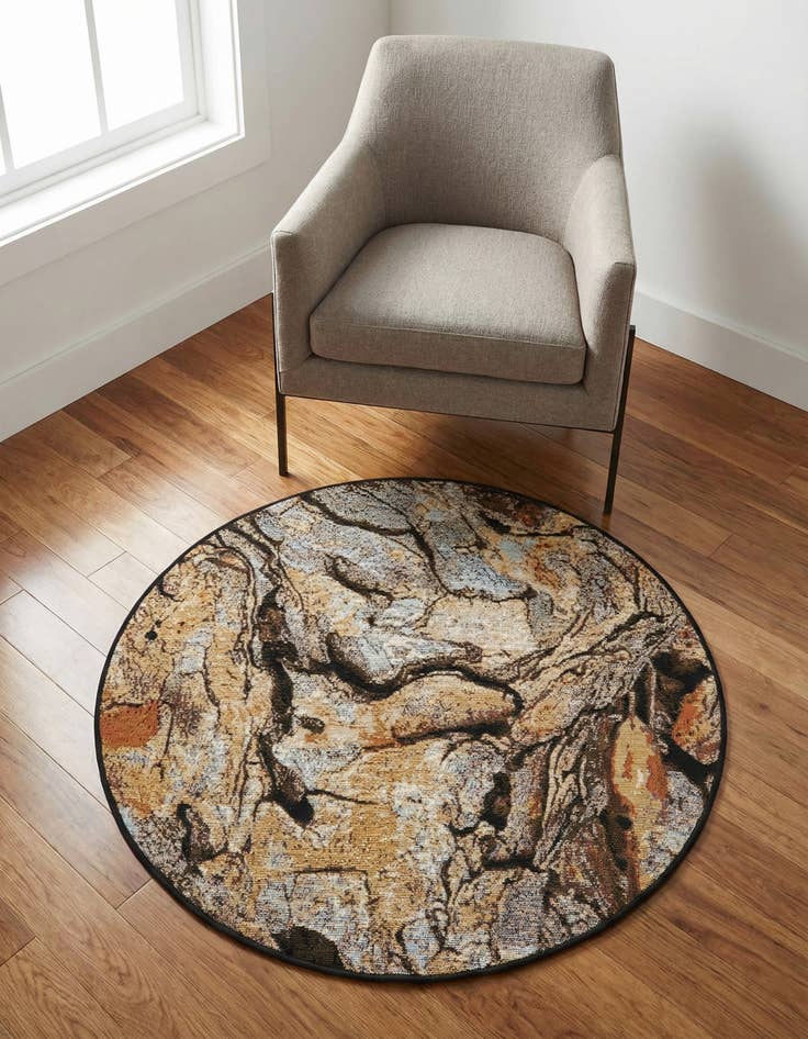 Detail image of 3' x 3' Washable Modern Indoor / Outdoor Round Rug