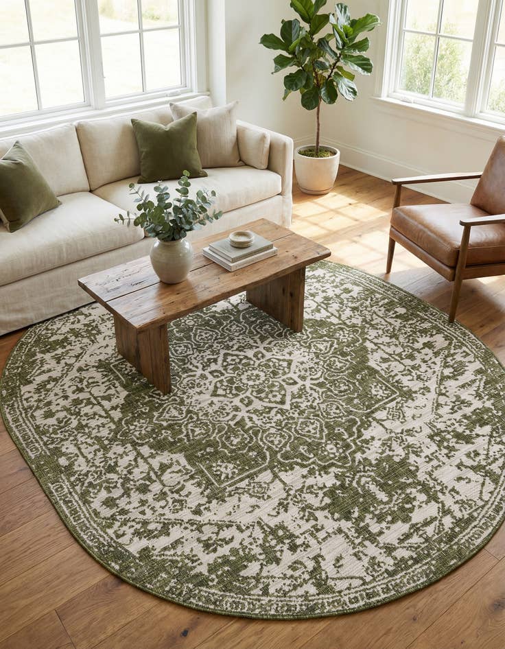 Detail image of 7' 10 x 10' Easy-Clean Jill Zarin Dubai Indoor / Outdoor Oval Rug