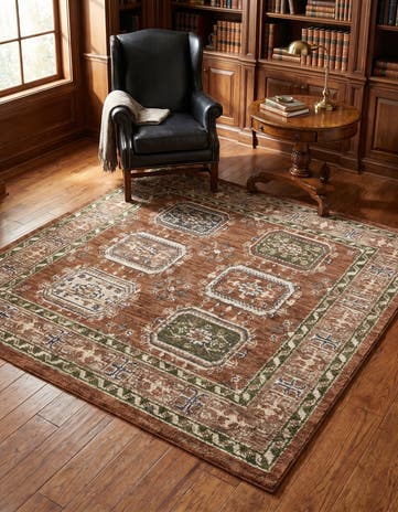 Terracotta Rust Red Grand Tradition Square Rug