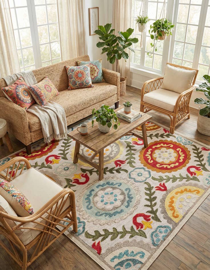 Detail image of 7' 10 x 7' 10 Washable Casablanca Indoor / Outdoor Square Rug