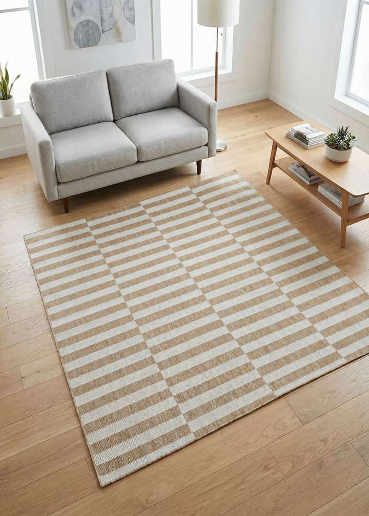 6' x 6' Easy-Clean Striped Indoor / Outdoor Square Rug