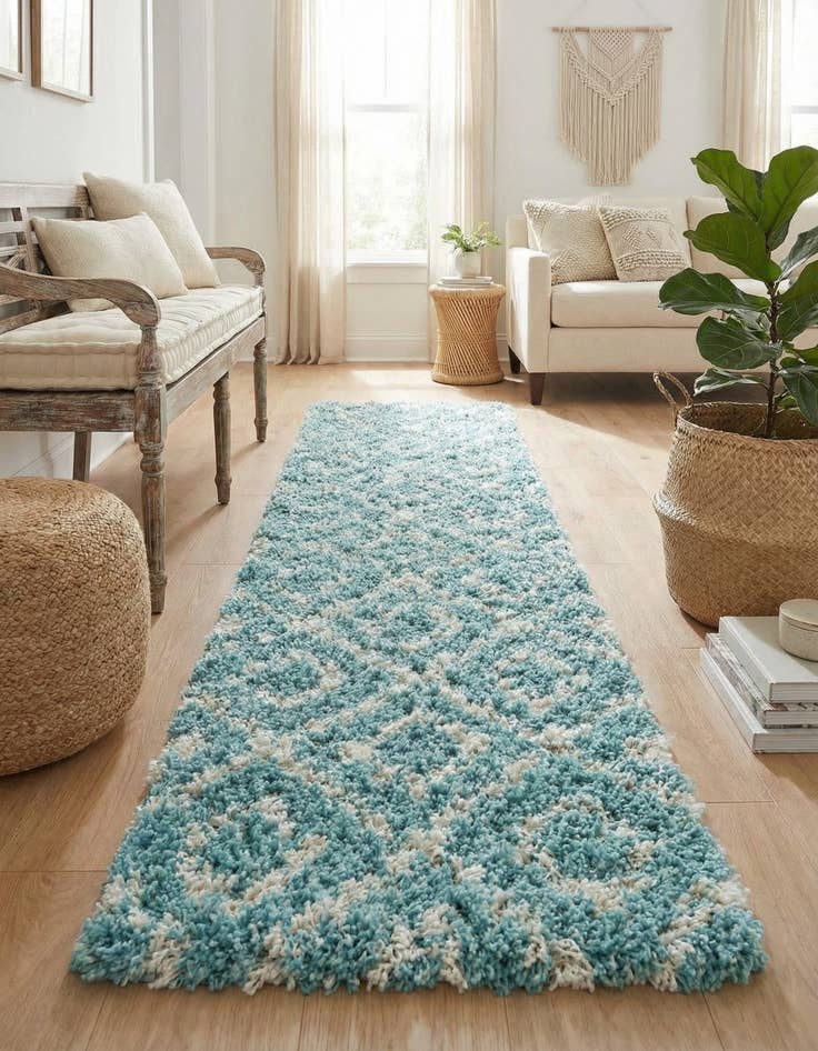 Detail image of 2' x 8' Trellis Shag Runner Rug
