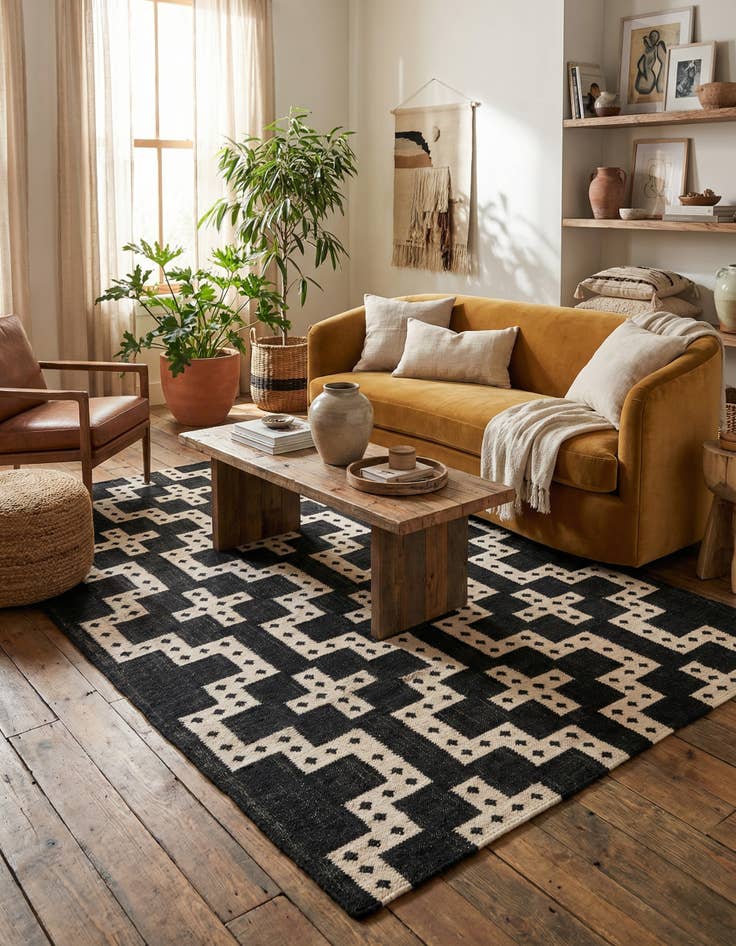 Detail image of 5' 1 x 8' Hand Woven Kilim Wool Rug