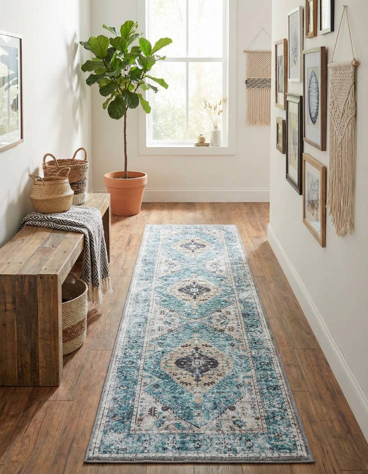 Detail image of 2' x 8'  Washable Yara Runner Rug