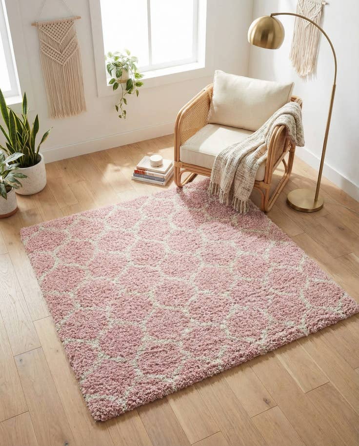 Detail image of 5' 3 x 5' 3 Lattice Shag Square Rug