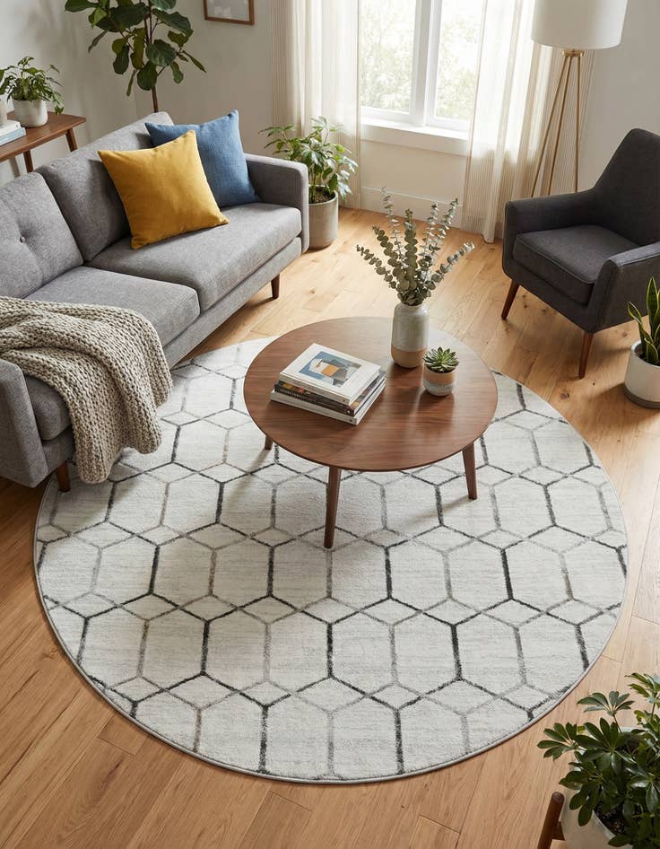Detail image of 7' x 7' Lattice Trellis Round Rug