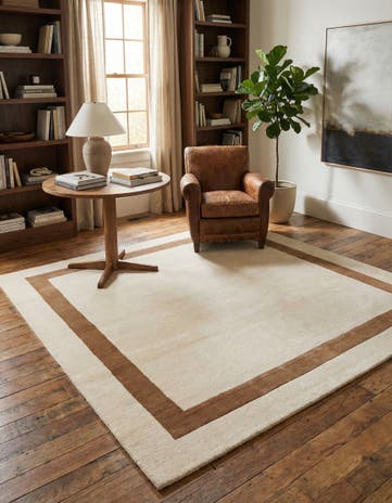Ivory Jill Zarin Border Wool Square Rug
