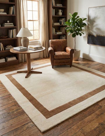 Ivory Jill Zarin Border Wool Square Rug