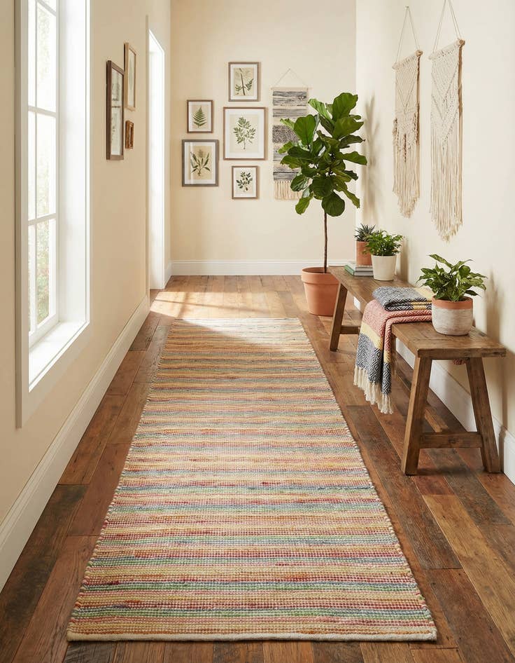 Detail image of 2' 7 x 10' Hand Woven Happy Rugs Rainbow Weave Runner