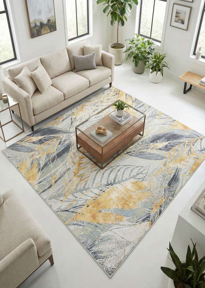 7' 10 x 7' 10 Easy-Clean Botanical Indoor / Outdoor Square Rug