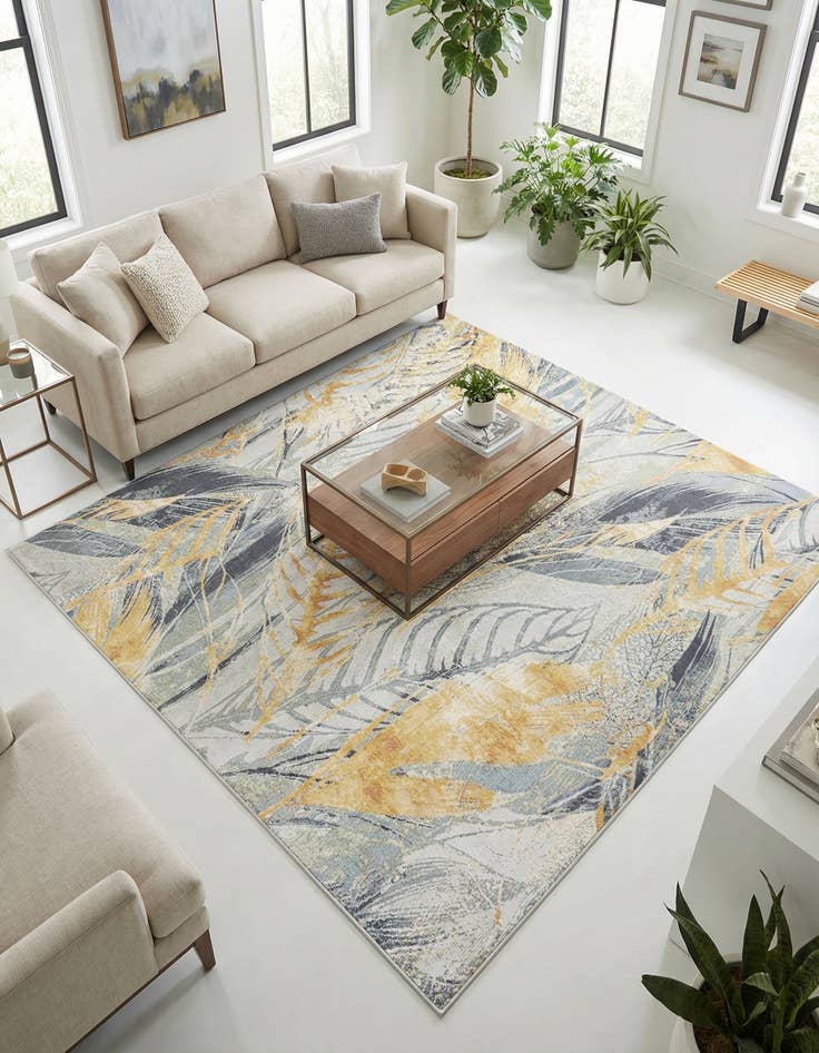 Detail image of 7' 10 x 7' 10 Easy-Clean Botanical Indoor / Outdoor Square Rug