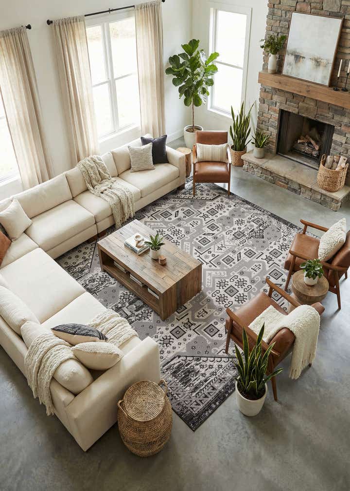 12' x 12' Easy-Clean Aztec Indoor / Outdoor Square Rug