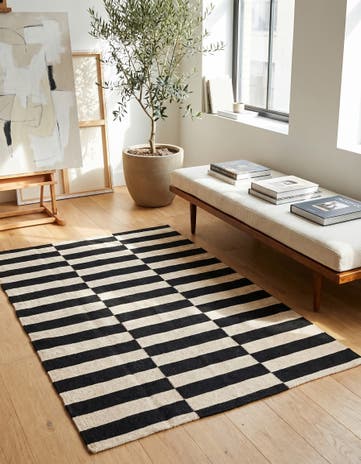 3' 4 x 4' 9 Hand Woven Kilim Modern Wool Rug