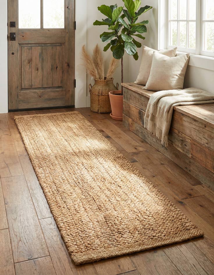 Detail image of  2' 7 x 8'  Hand Heirloom Braided Jute Runner Rug