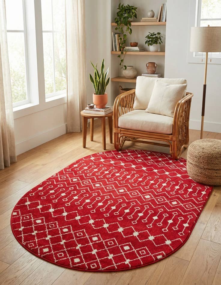 Detail image of 5' 3 x 8' Moroccan Trellis Oval Rug