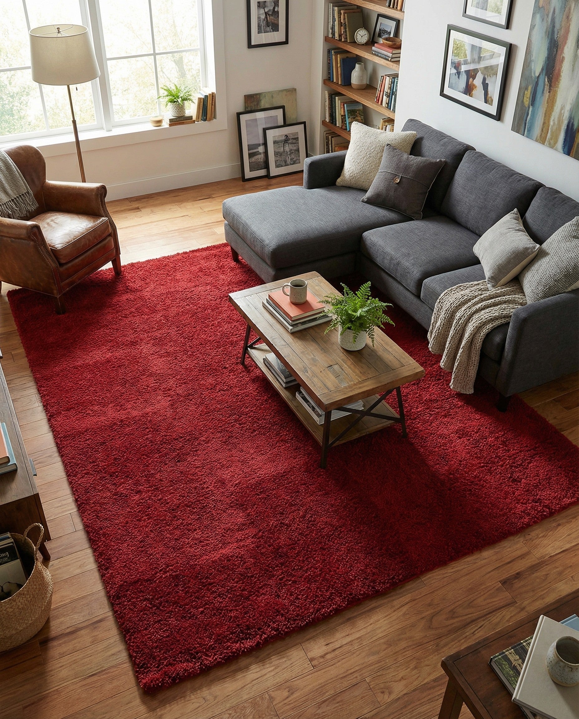 Red 8' x 10' Solid Shag Rug | Rugs.com