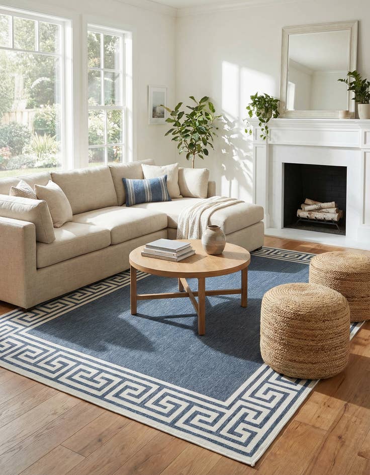 Detail image of 7' 10 x 10' Washable Coastal Indoor / Outdoor Rug