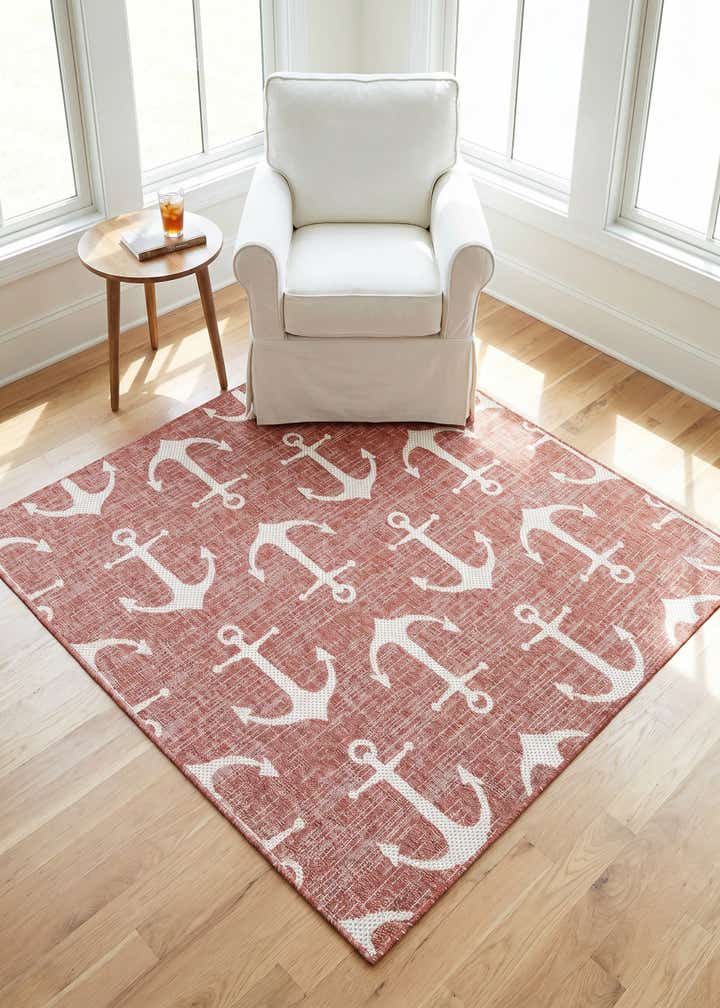 5' 3 x 5' 3 Easy-Clean Coastal Indoor / Outdoor Square Rug