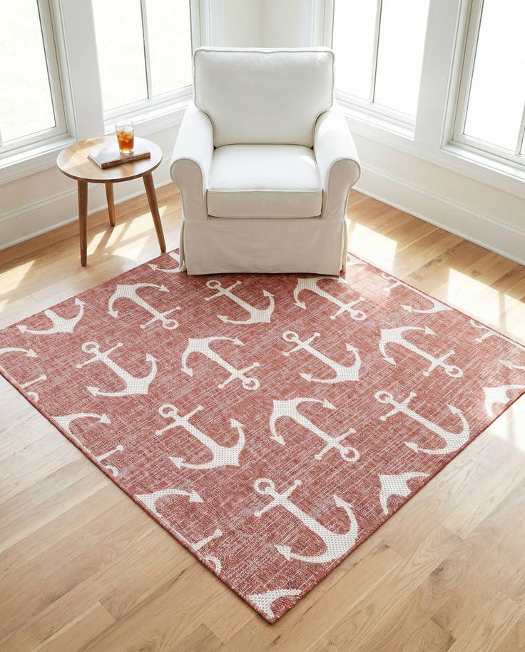 Detail image of 5' 3 x 5' 3 Easy-Clean Coastal Indoor / Outdoor Square Rug
