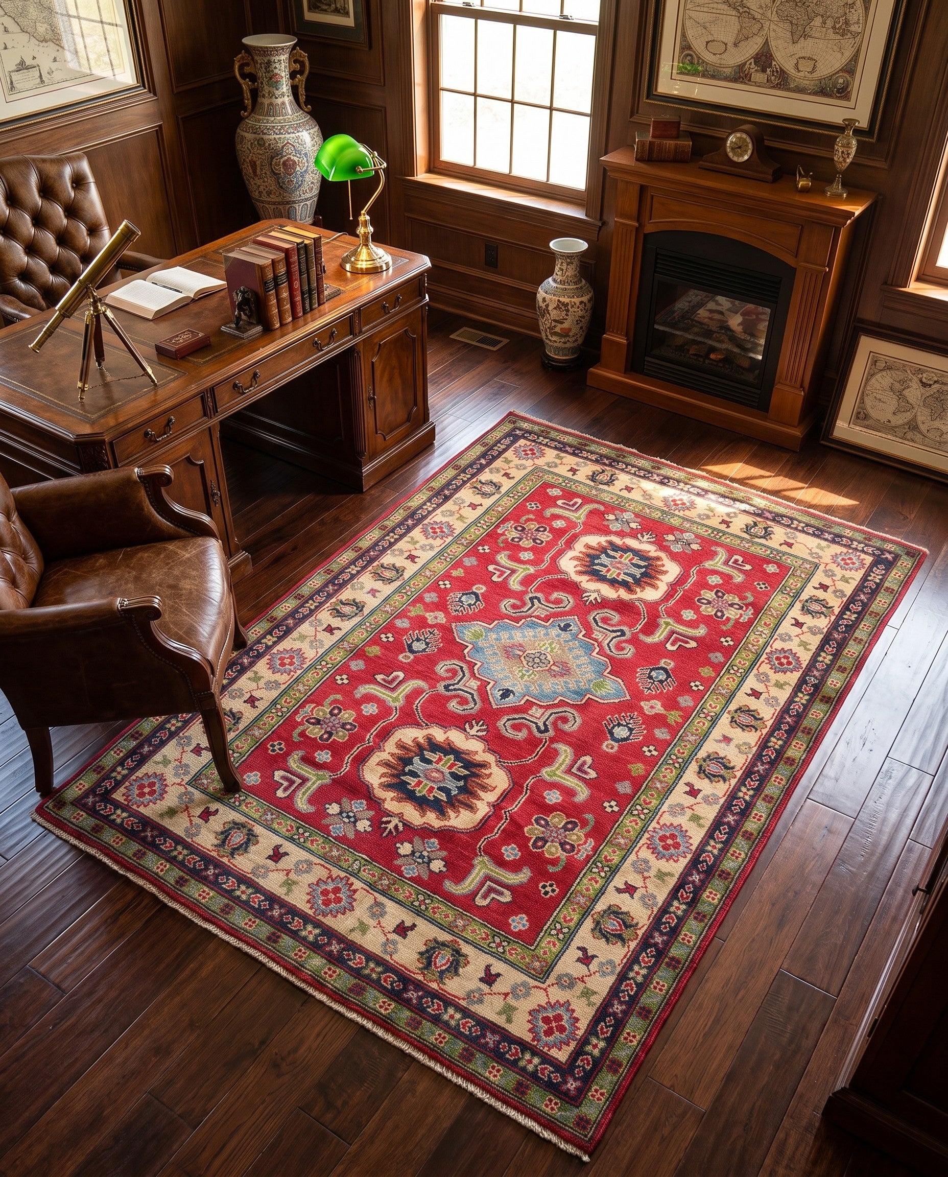 Detail image 3 of 12: 4' x 5' 10 Hand Knotted Kazak Rug