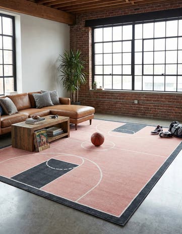 Rose Pink Sports Washable Rug