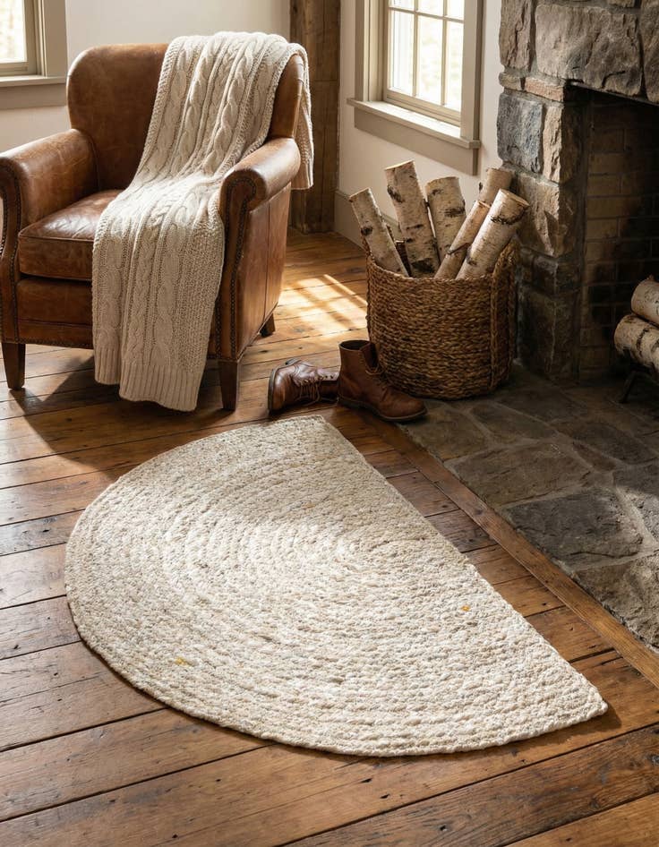 Detail image of 2' 2 x 3' 7  Hand Braided Chindi Hearth Rug