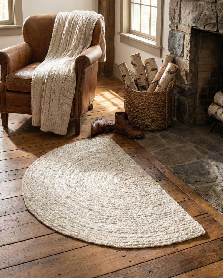 Detail image of 2' 2 x 3' 7 Handmade Braided Chindi Hearth Rug