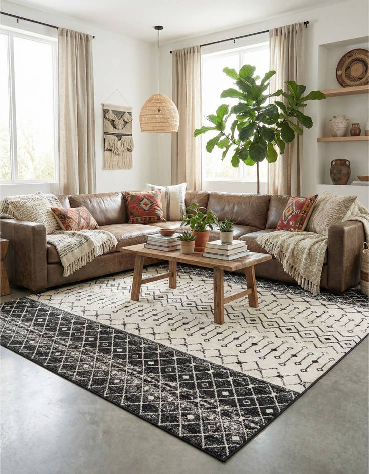 Detail image of 10' 8 x 14' Moroccan Trellis Rug