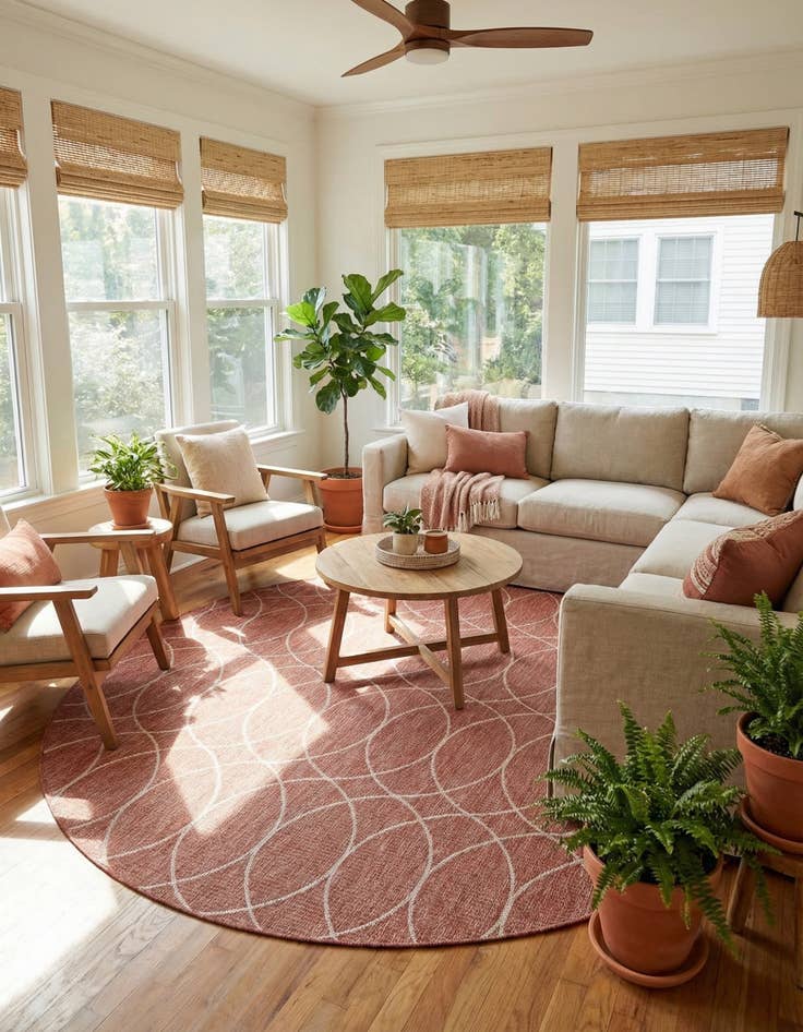 Detail image of 10' x 10'  Washable Trellis Indoor / Outdoor Round Rug