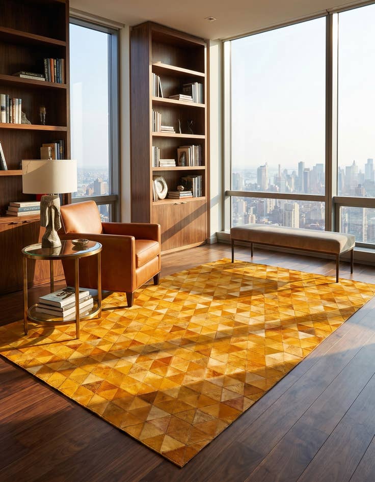 Detail image of 4' 11 x 8' Cowhide Stocks Rug