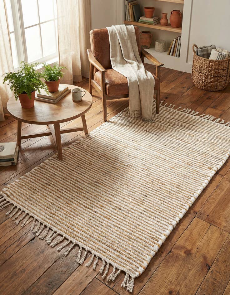 Detail image of 3' 3 x 5' 1  Hand Woven Chindi Jute Rug