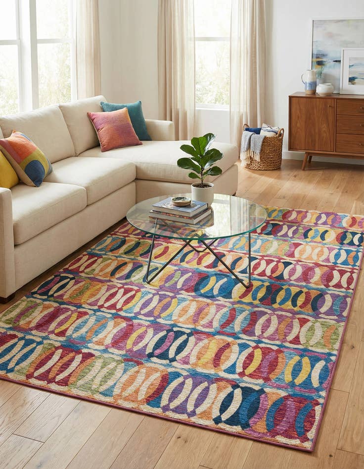 Detail image of 5' 3 x 8' Washable Modern Indoor / Outdoor Rug